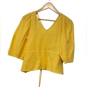 Nordstrom Vero Moda Gabi Woven Crop Top in Cornsilk Yellow Sz Small NWT